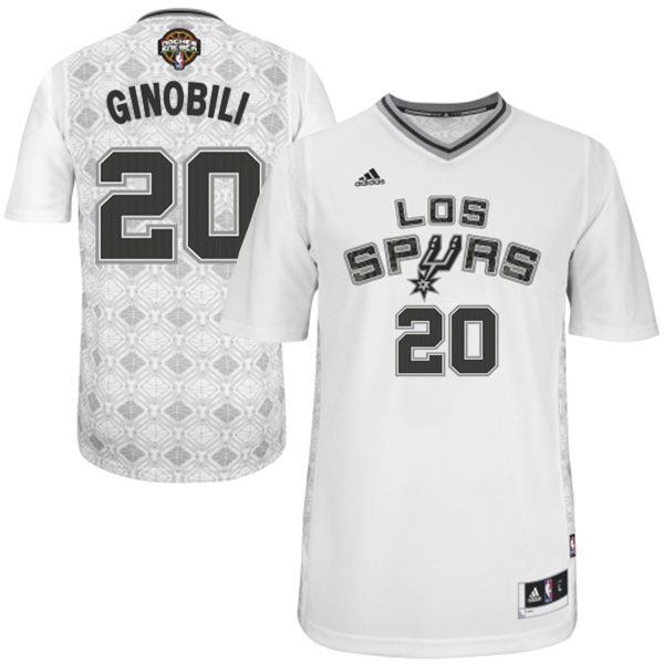 Men's  Spurs #20 Manu Ginobili 2014 Noches Enebea Sleeve Jersey